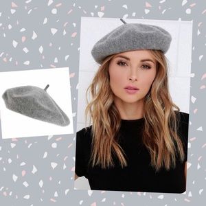 Nwt Grey Halogen Wool Blend Beret 